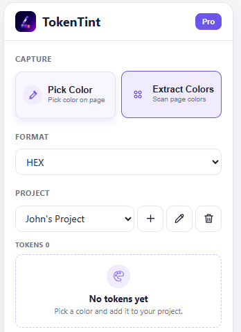 TokenTint 提取颜色界面